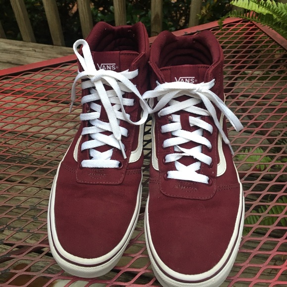 dark red vans shoes